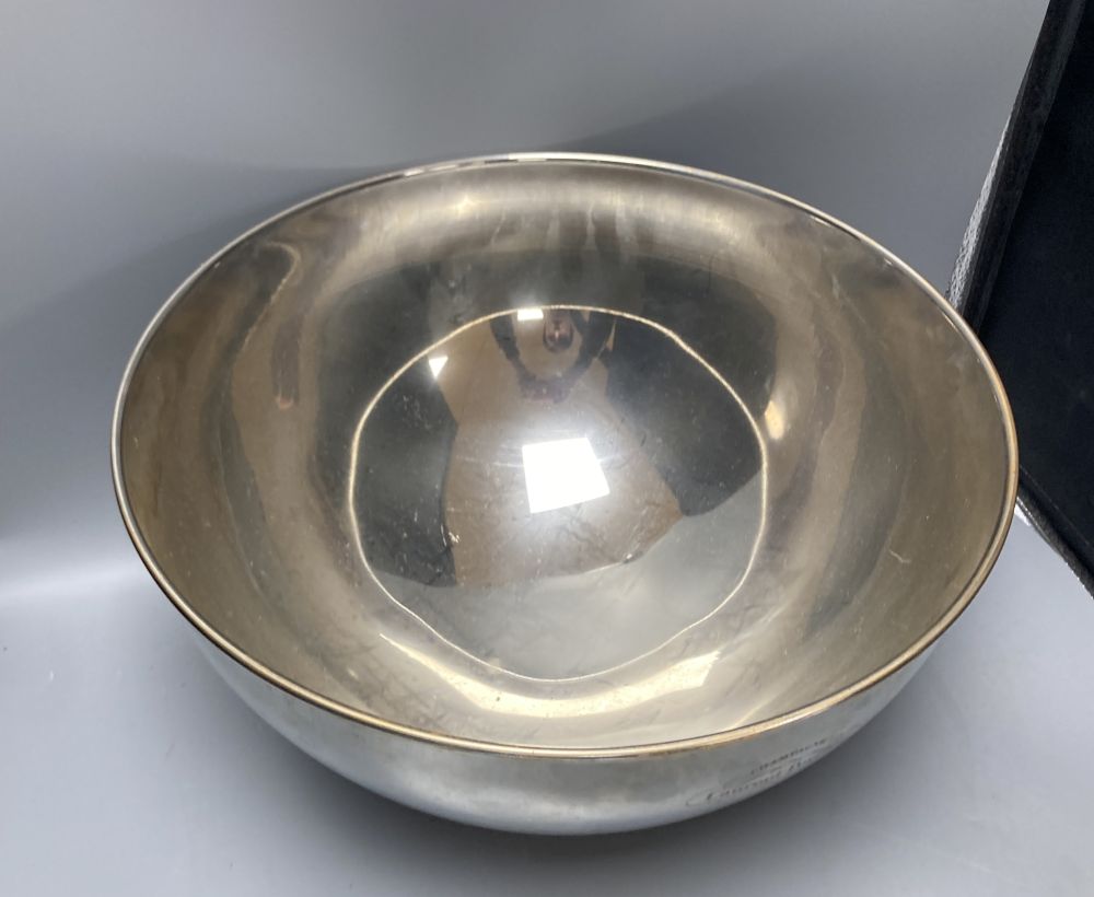 A large Laurent Perrier silver plated ice bucket, 41cm diameter, 25cm high